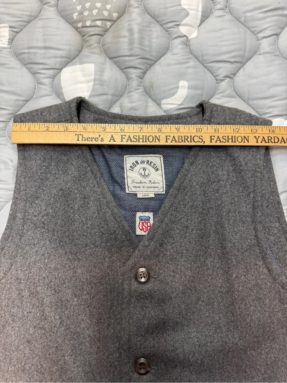 Iron & Resin Gray Wool Button Vest